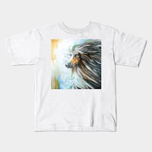 Black & Tan Afghan Hound Painting Kids T-Shirt